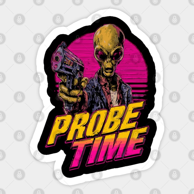 Probe Time - Retro Alien Sci-Fi T-Shirt Sticker by TuncGK